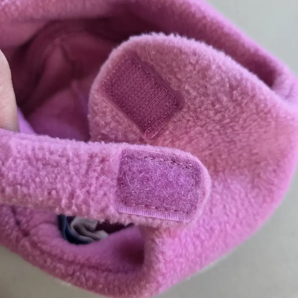 The Childrens Place Winter Hat 18-24M Chin Strap Pom Pom Fleece Heart Y2K Vtg